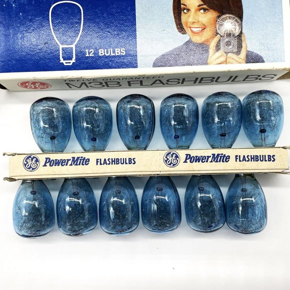 Vtg GE M3B Power Mite Camera Flash Bulbs-12-Sylvania‎ Blue Dot M3 Flashbulbs-7 - Picture 5 of 7